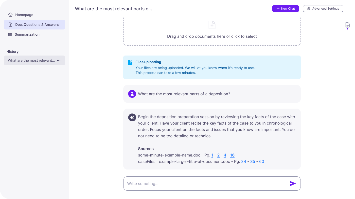 AI chat with questions and answers
